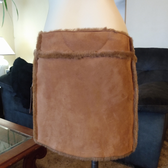 Ugg Leather Faux Fur Lined Skirt Mini Winter - Picture 3 of 4